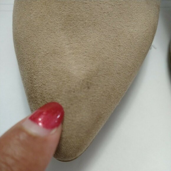 Time And Tru Heels Slip On Pumps Women Size 10 Tan Sand Pointed Toe NEW FLAW - Picture 11 of 12